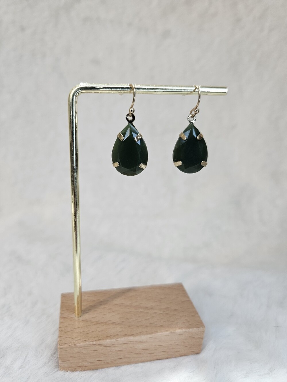 Teardrop Dark Green Crystal Drop Earrings
